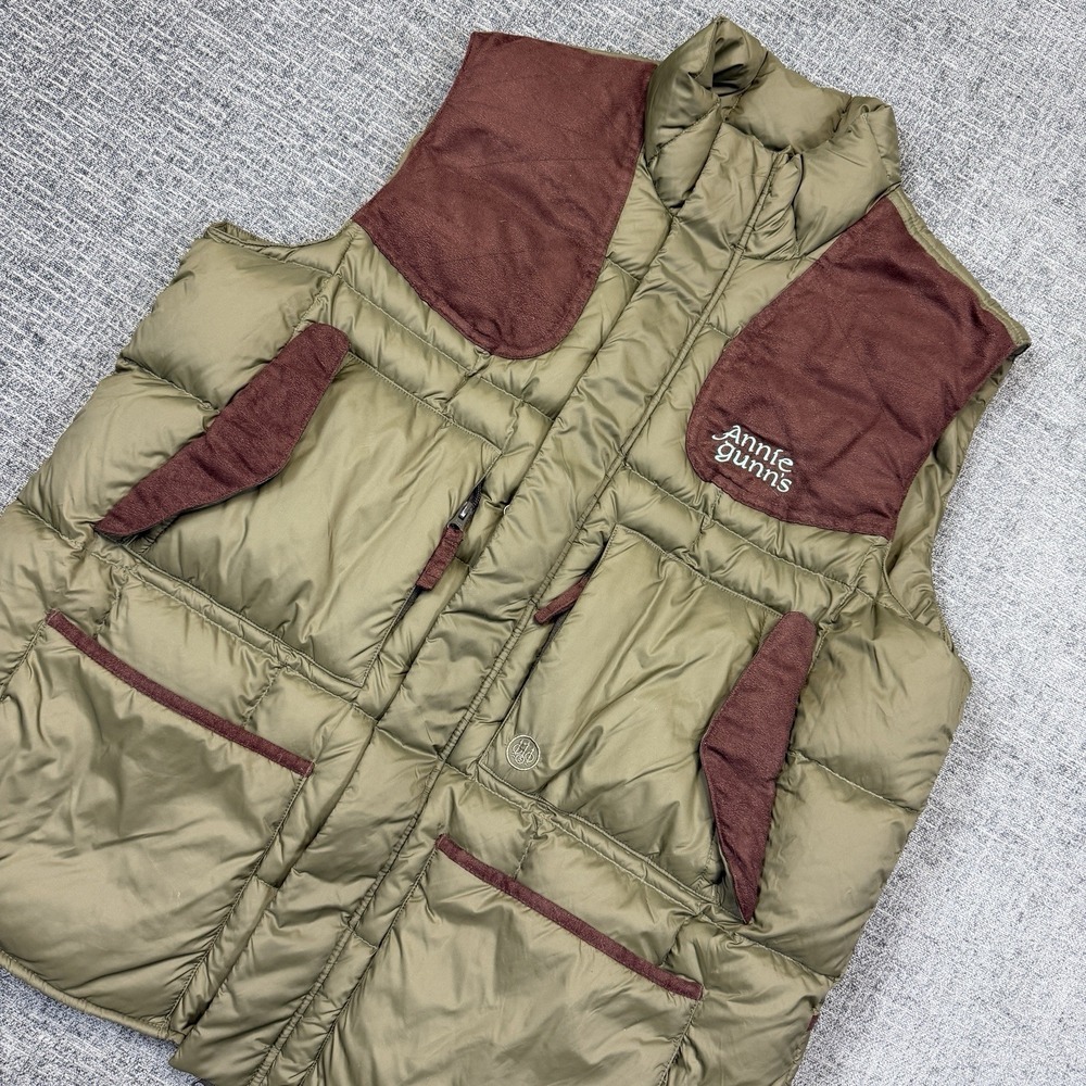 Beretta Men's XL Goose Down Puffer Shooting Vest Green Suede Hunting NWT